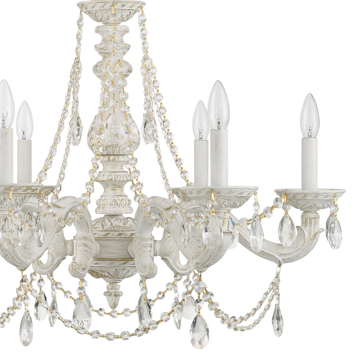 Crystorama Paris Market 6 Light Clear Crystal Antique White Chandelier