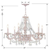 Crystorama Paris Market 6 Light Swarovski Strass Crystal Antique White Chandelier