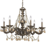 Crystorama Paris Market 6 Light Golden Teak Hand Cut Crystal Venetian Bronze Chandelier