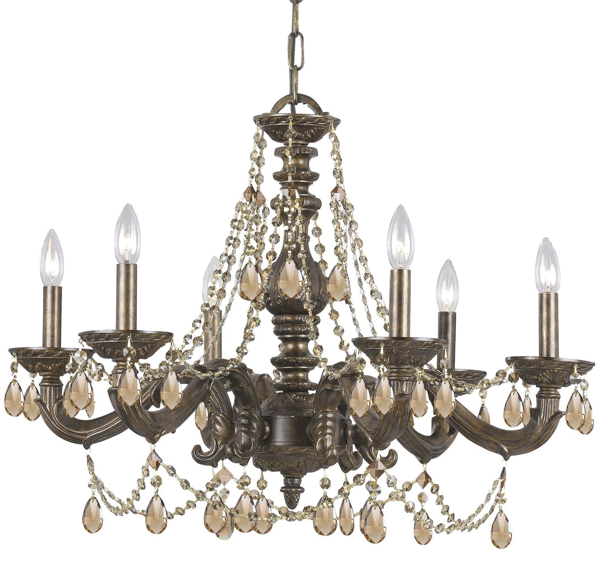 Crystorama Paris Market 6 Light Golden Teak Swarovski Strass Venetian Bronze Chandelier