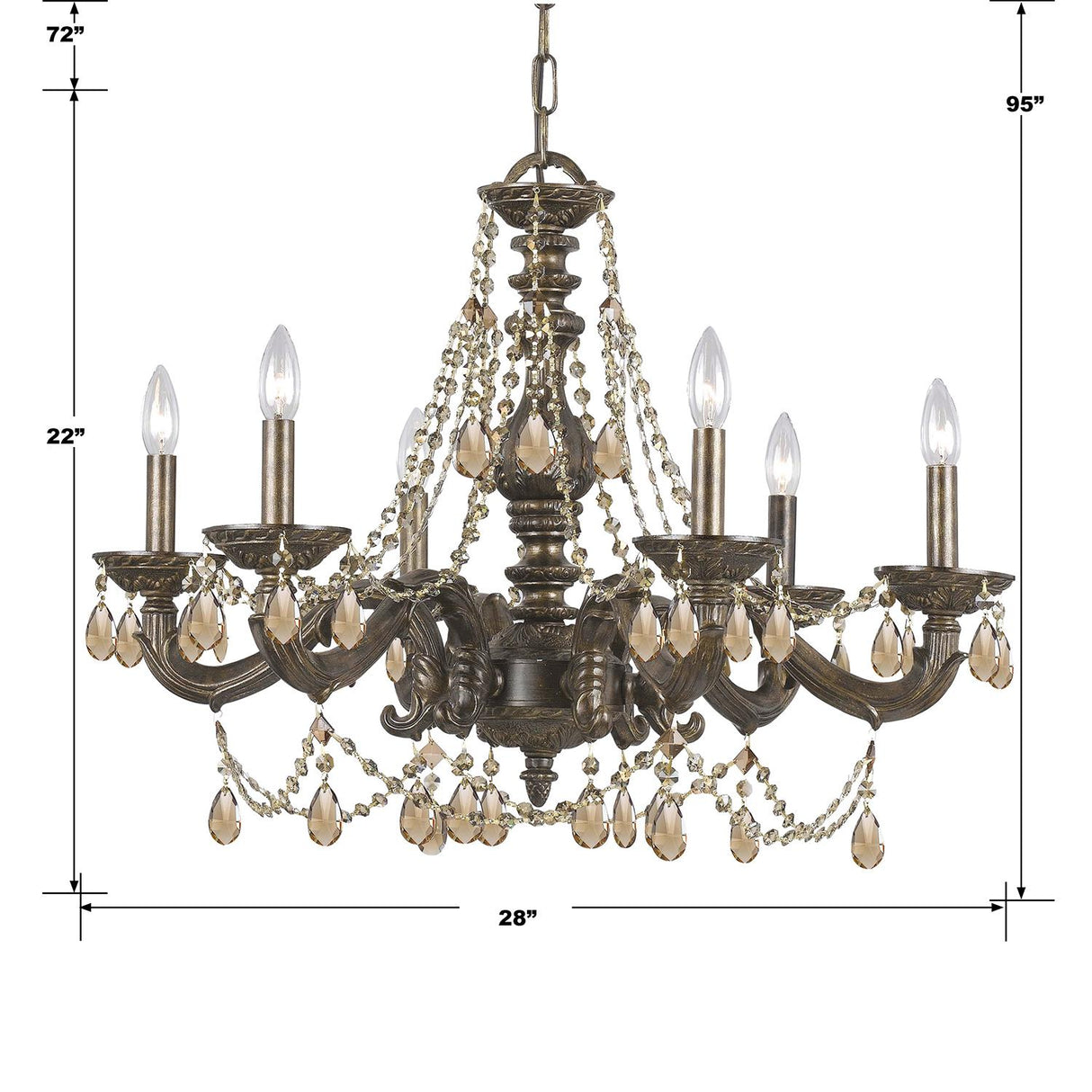Crystorama Paris Market 6 Light Golden Teak Swarovski Strass Venetian Bronze Chandelier
