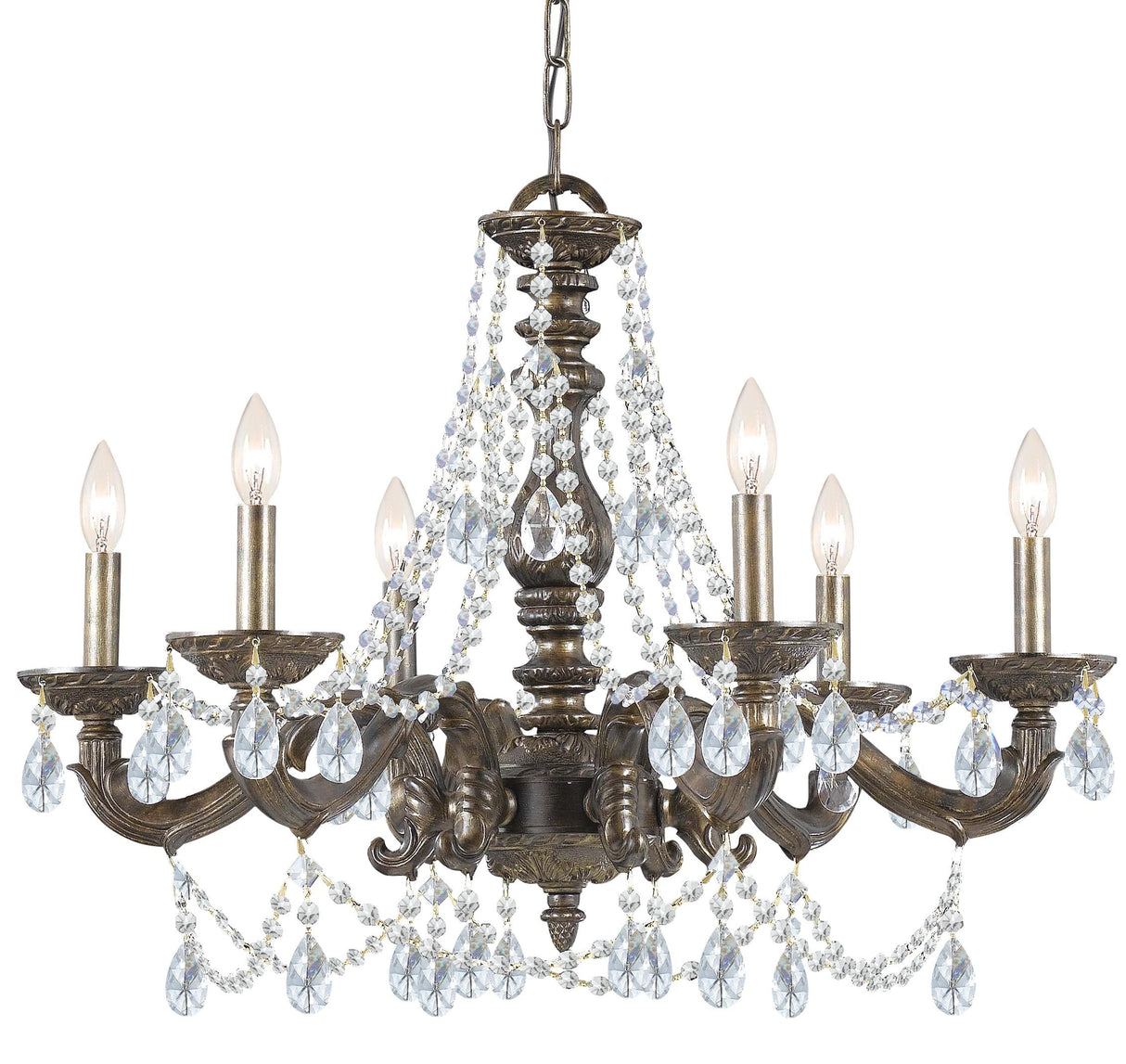 Crystorama Paris Market 6 Light Spectra Crystal Venetian Bronze Chandelier