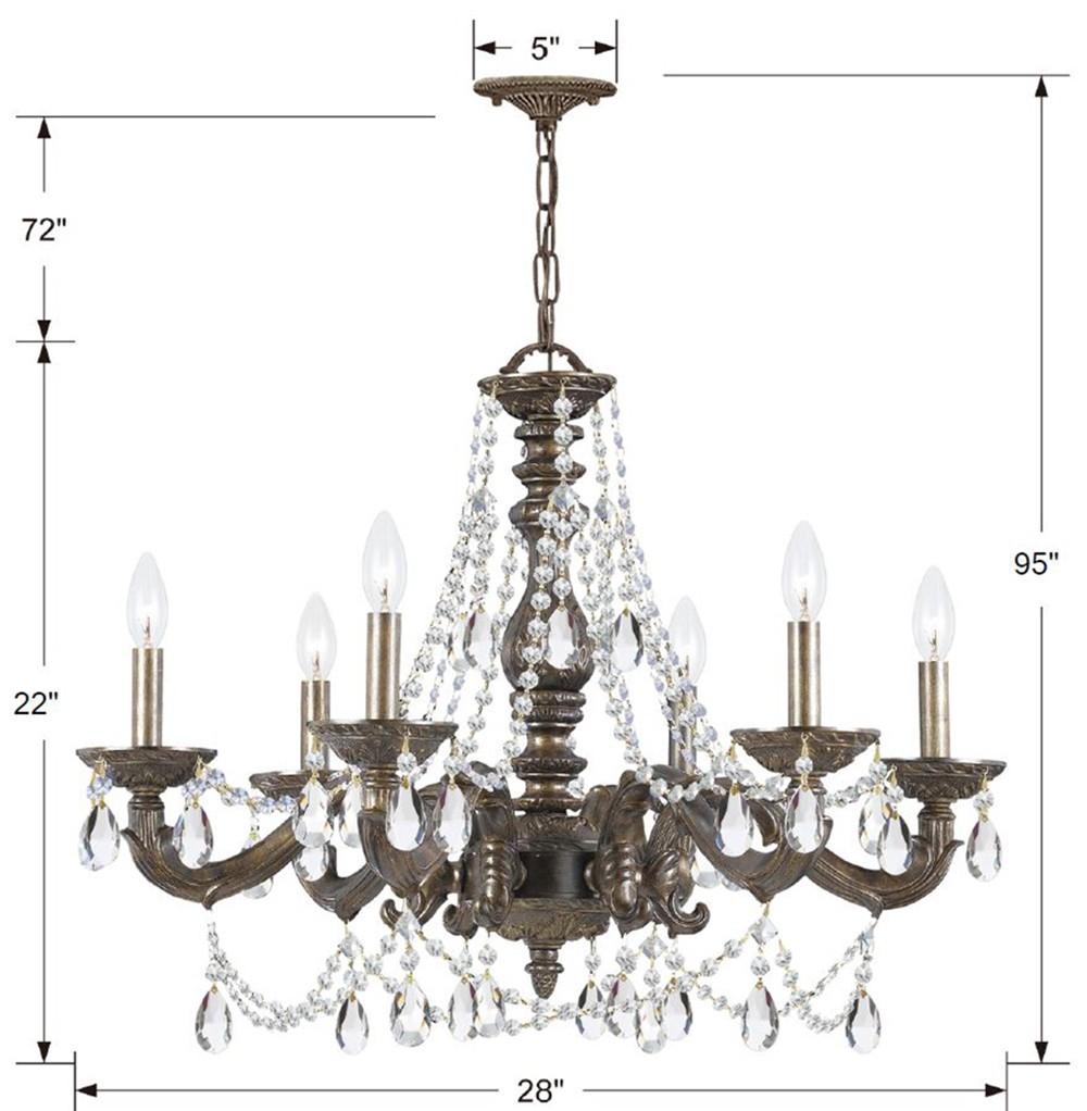 Crystorama Paris Market 6 Light Spectra Crystal Venetian Bronze Chandelier