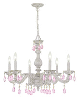 Crystorama Paris Market 6 Light Rose Crystal Antique White Chandelier