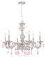 Crystorama Paris Market 6 Light Rose Crystal Antique White Chandelier