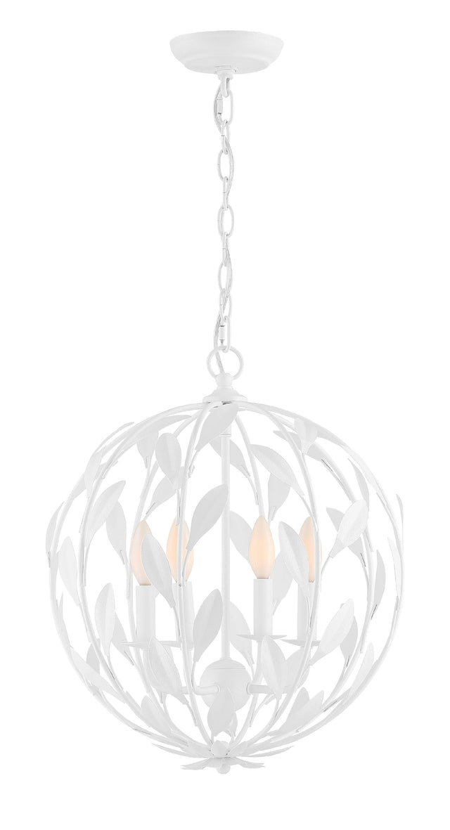 Crystorama Broche 4 Light Matte White Mini Chandelier