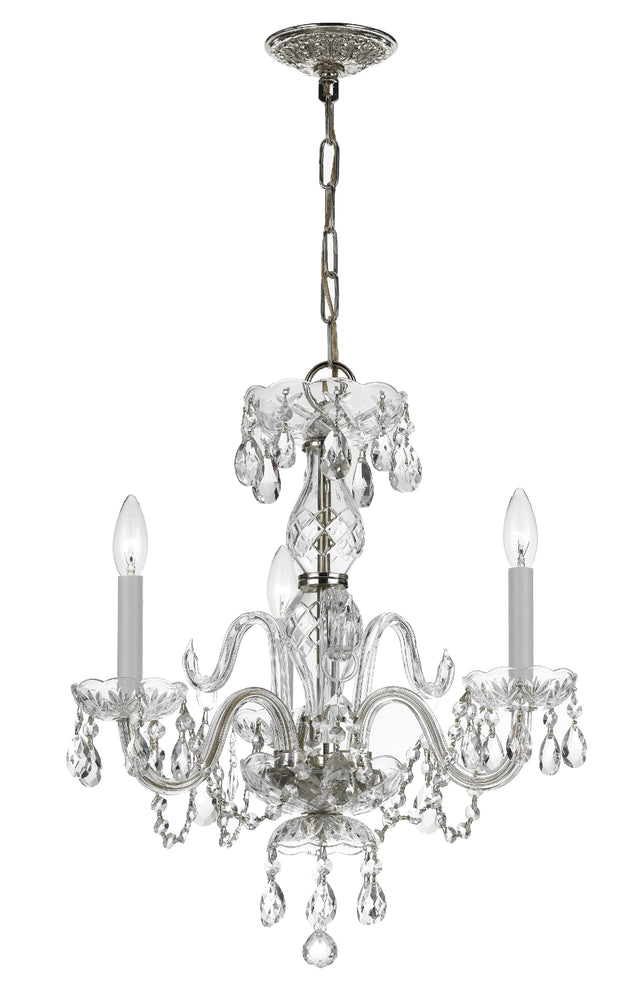 Crystorama Traditional Crystal 3 Light Clear Italian Crystal Polished Chrome Mini Chandelier