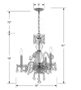 Crystorama Traditional Crystal 3 Light Clear Italian Crystal Polished Chrome Mini Chandelier