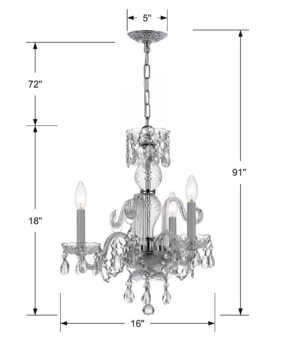 Crystorama Traditional Crystal 3 Light Clear Crystal Polished Chrome Mini Chandelier