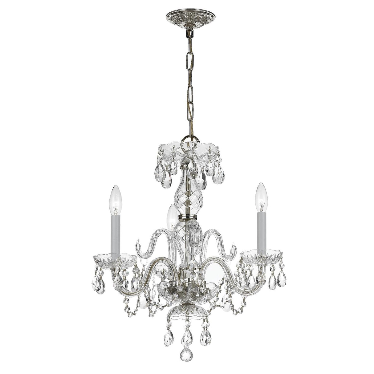 Crystorama Traditional Crystal 3 Light Clear Crystal Polished Chrome Mini Chandelier