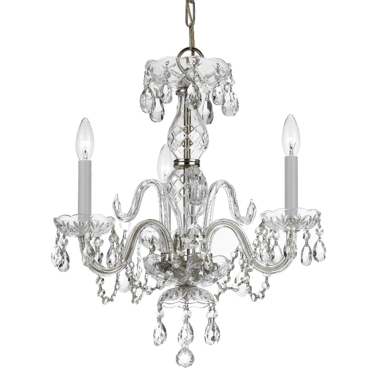 Crystorama Traditional Crystal 3 Light Clear Crystal Polished Chrome Mini Chandelier