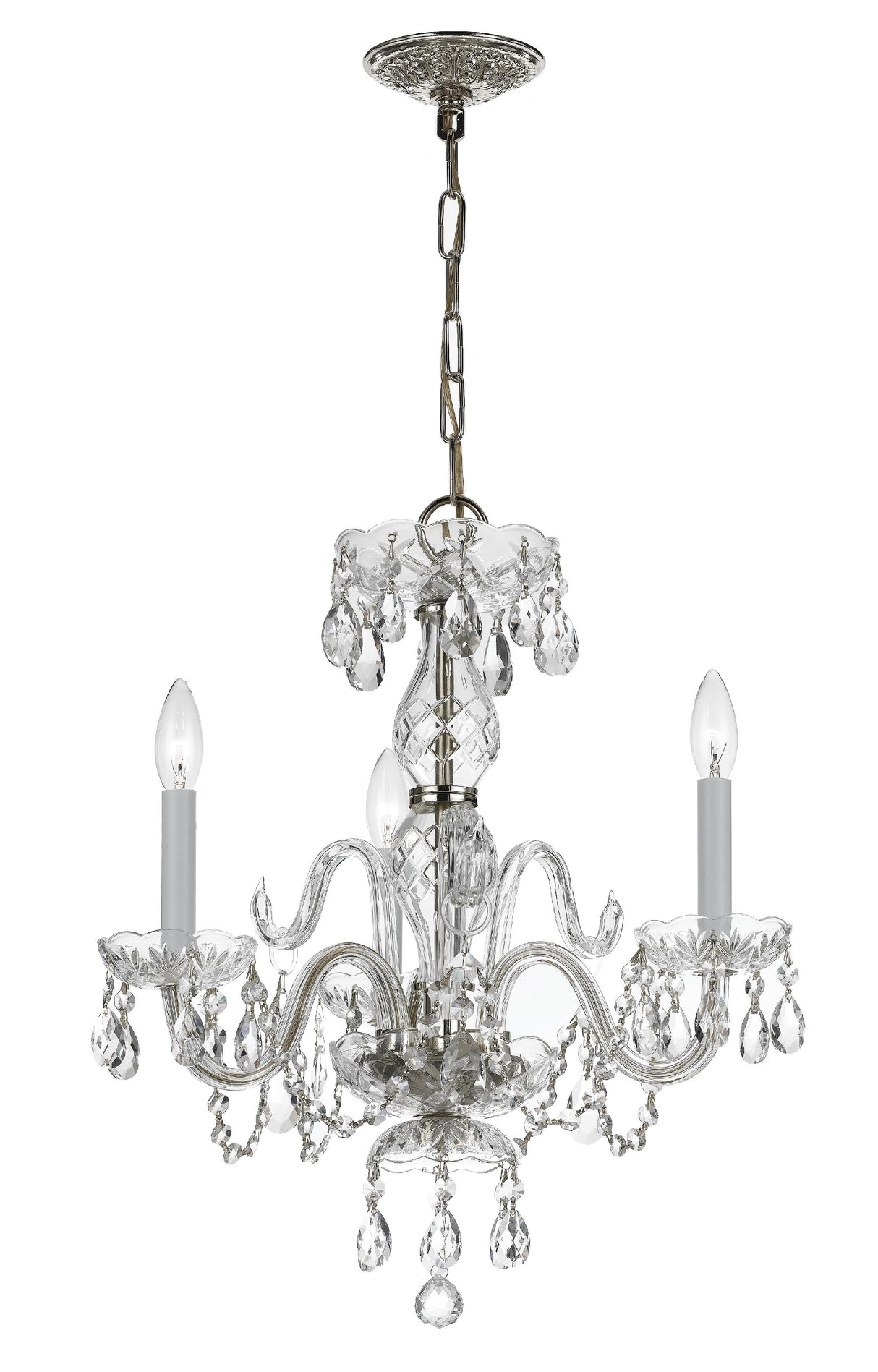Crystorama Traditional Crystal 3 Light Swarovski Strass Crystal Polished Chrome Mini Chandelier