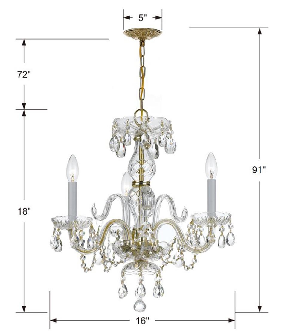 Crystorama Traditional Crystal 3 Light Clear Crystal Polished Brass Mini Chandelier