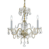 Crystorama Traditional Crystal 3 Light Clear Crystal Polished Brass Mini Chandelier