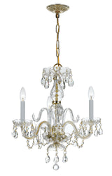 Crystorama Traditional Crystal 3 Light Swarovski Strass Crystal Polished Brass Mini Chandelier