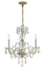 Crystorama Traditional Crystal 3 Light Swarovski Strass Crystal Polished Brass Mini Chandelier
