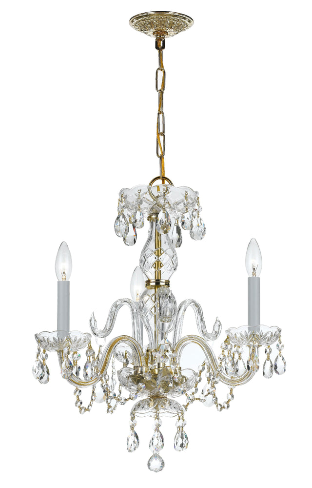 Crystorama Traditional Crystal 3 Light Spectra Crystal Polished Brass Mini Chandelier