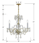 Crystorama Traditional Crystal 3 Light Spectra Crystal Polished Brass Mini Chandelier