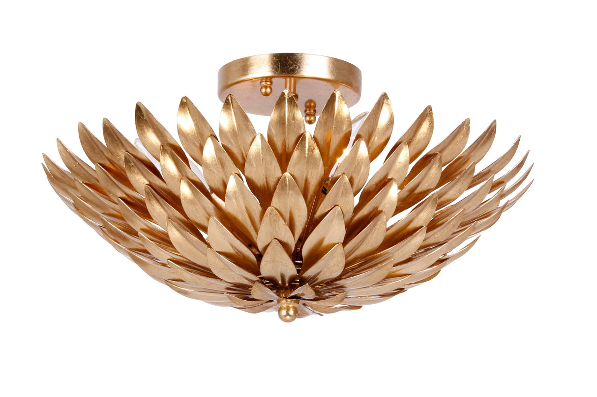 Crystorama Broche 4 Light Antique Gold Semi Flush Mount