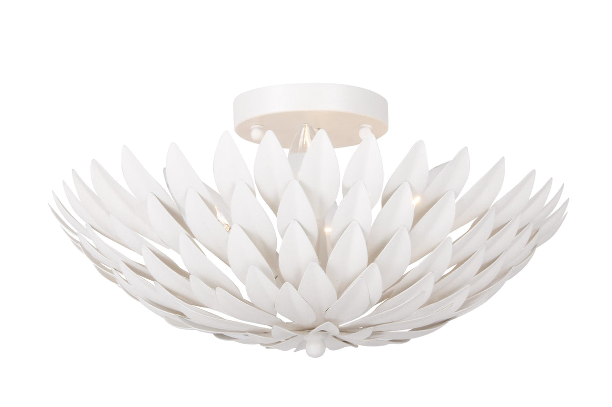 Crystorama Broche 4 Light Matte White Semi Flush Mount