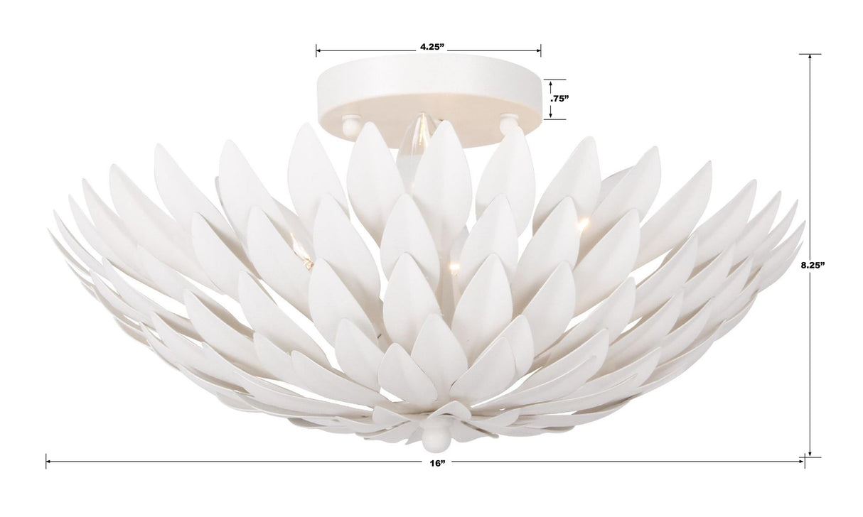Crystorama Broche 4 Light Matte White Semi Flush Mount