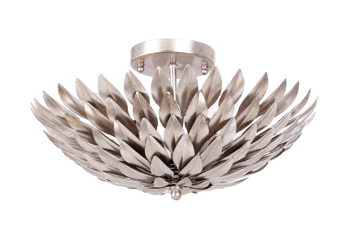 Crystorama Broche 4 Light Antique Silver Semi Flush Mount