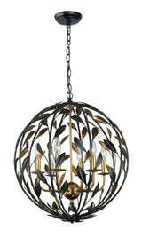 Crystorama Broche 6 Light English Bronze + Antique Gold Sphere Chandelier