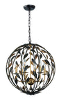 Crystorama Broche 6 Light English Bronze + Antique Gold Sphere Chandelier