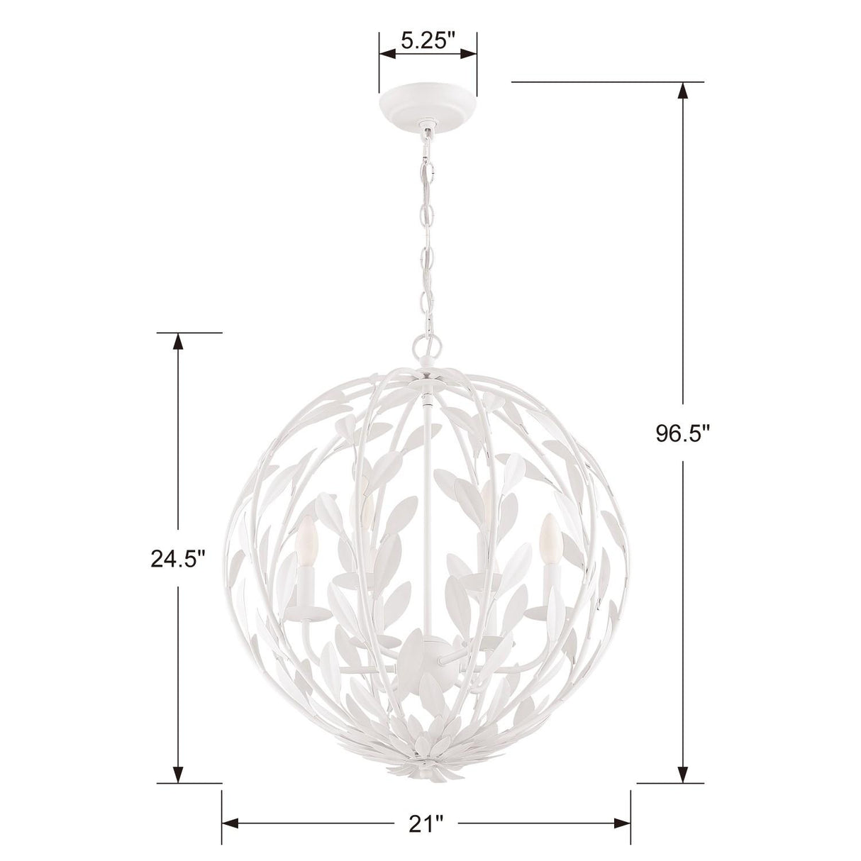 Crystorama Broche 6 Light Matte White Chandelier