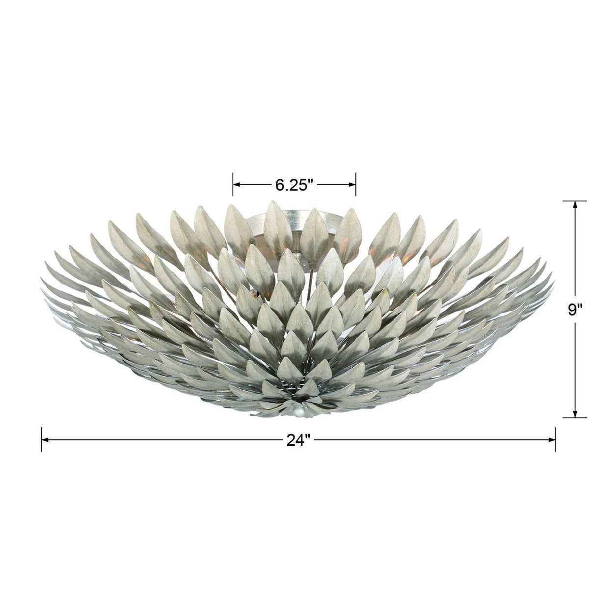 Crystorama Broche 6 Light Antique Silver Flush Mount