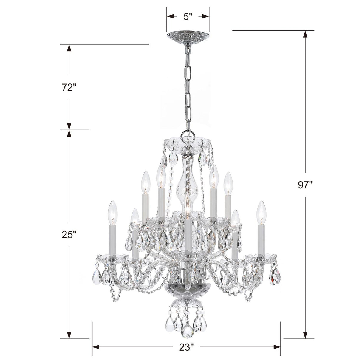 Crystorama Traditional Crystal 10 Light Clear Crystal Polished Chrome Chandelier