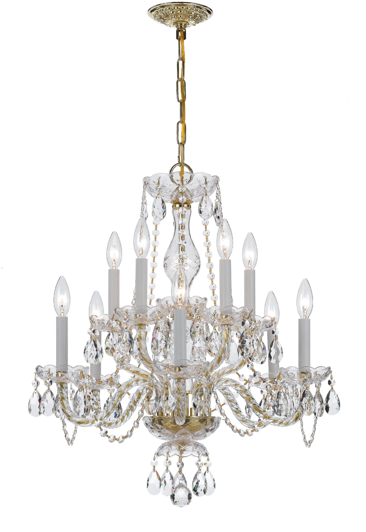 Crystorama Traditional Crystal 10 Light Clear Italian Crystal Polished Brass Chandelier