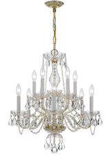 Crystorama Traditional Crystal 10 Light Clear Italian Crystal Polished Brass Chandelier