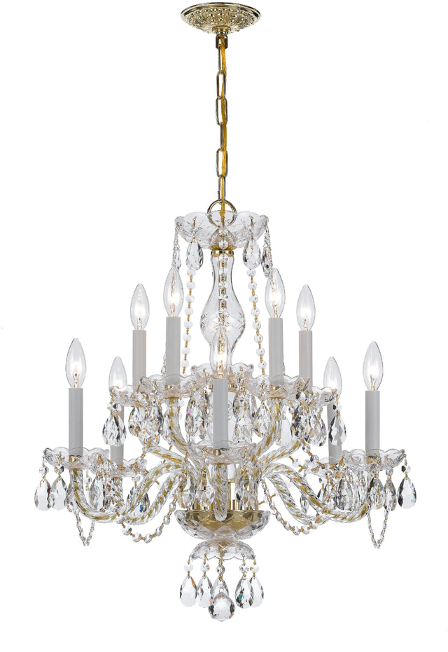 Crystorama Traditional Crystal 10 Light Clear Italian Crystal Polished Brass Chandelier
