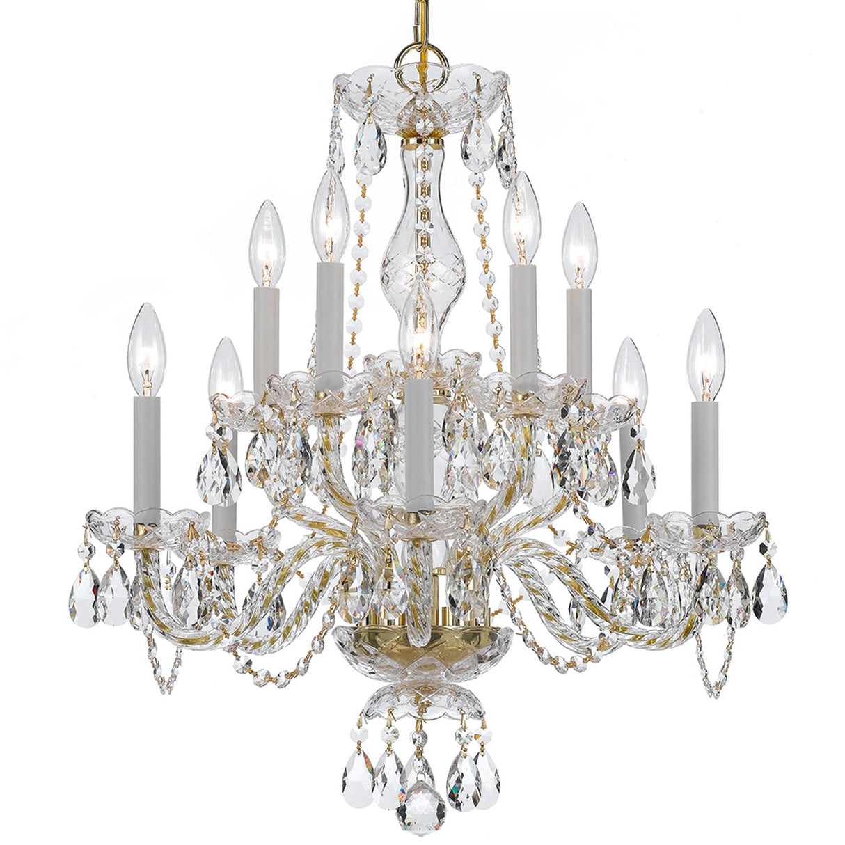 Crystorama Traditional Crystal 10 Light Clear Crystal Polished Brass Chandelier