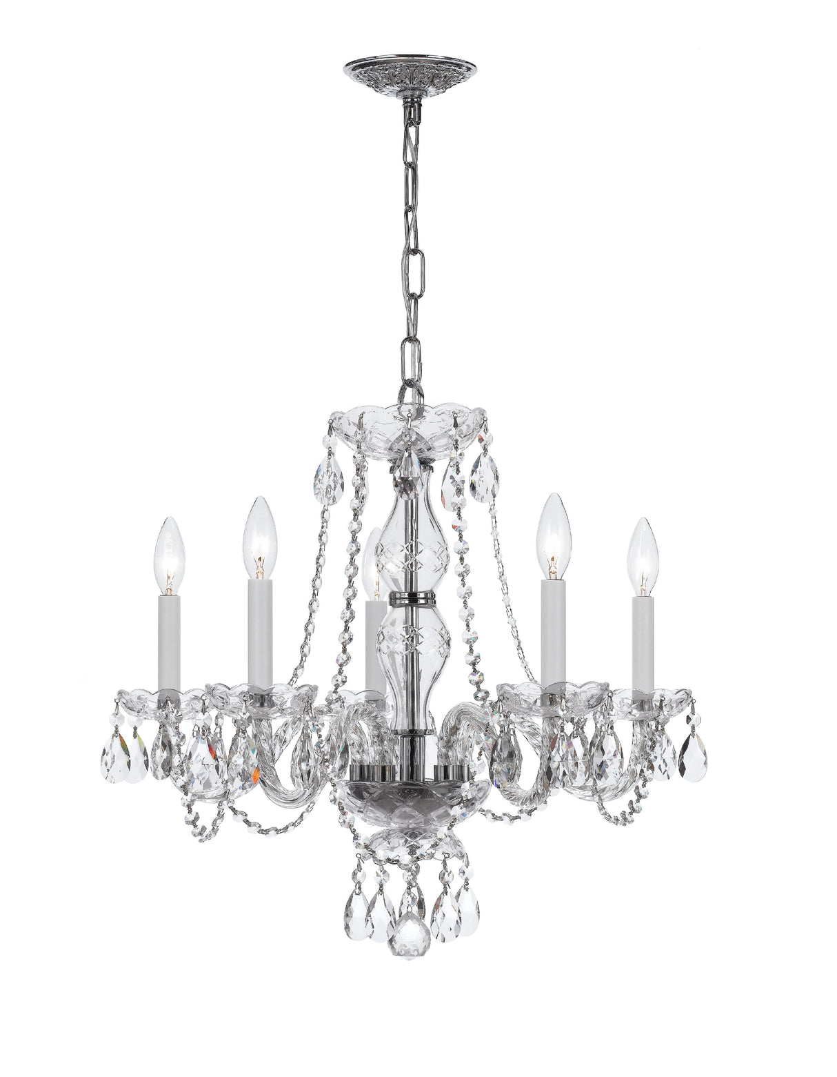 Crystorama Traditional Crystal 5 Light Crystal Polished Chrome Chandelier