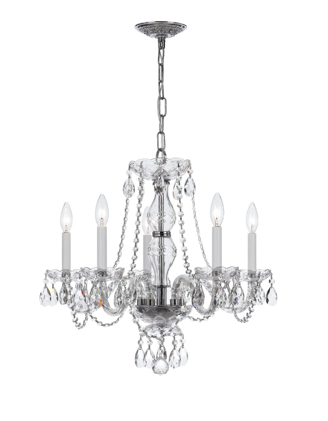 Crystorama Traditional Crystal 5 Light Crystal Polished Chrome Chandelier