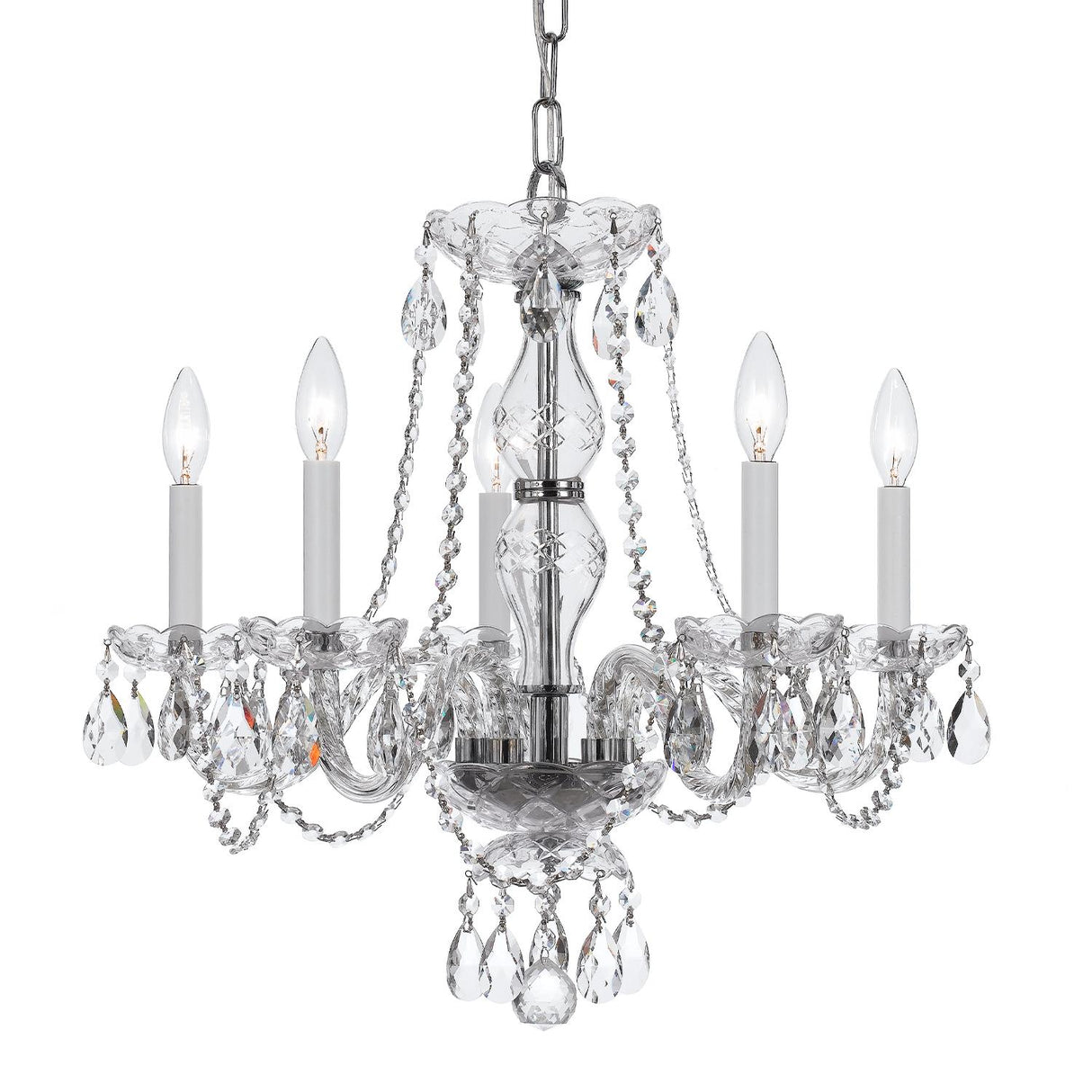 Crystorama Traditional Crystal 5 Light Crystal Polished Chrome Chandelier