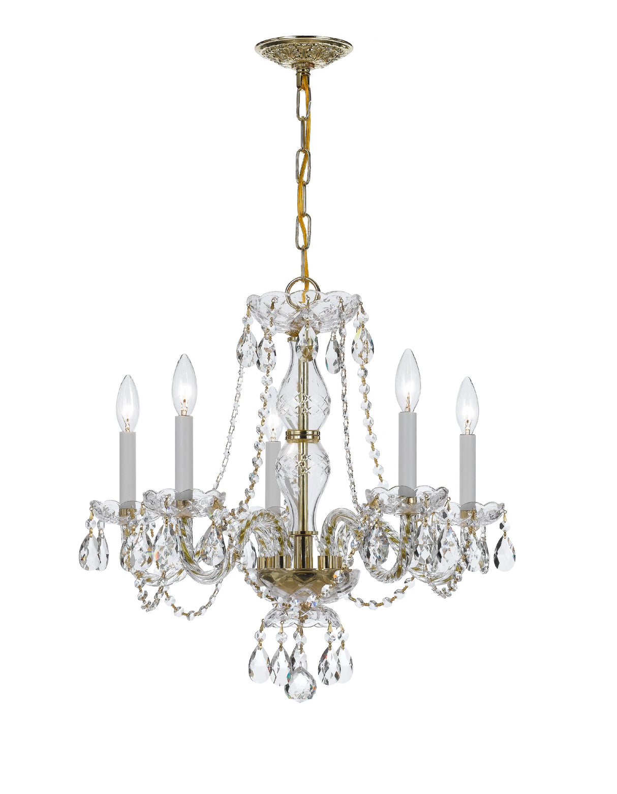 Crystorama Traditional Crystal 5 Light Clear Crystal Polished Brass Chandelier
