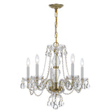 Crystorama Traditional Crystal 5 Light Clear Crystal Polished Brass Chandelier