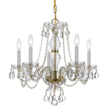Crystorama Traditional Crystal 5 Light Clear Crystal Polished Brass Chandelier