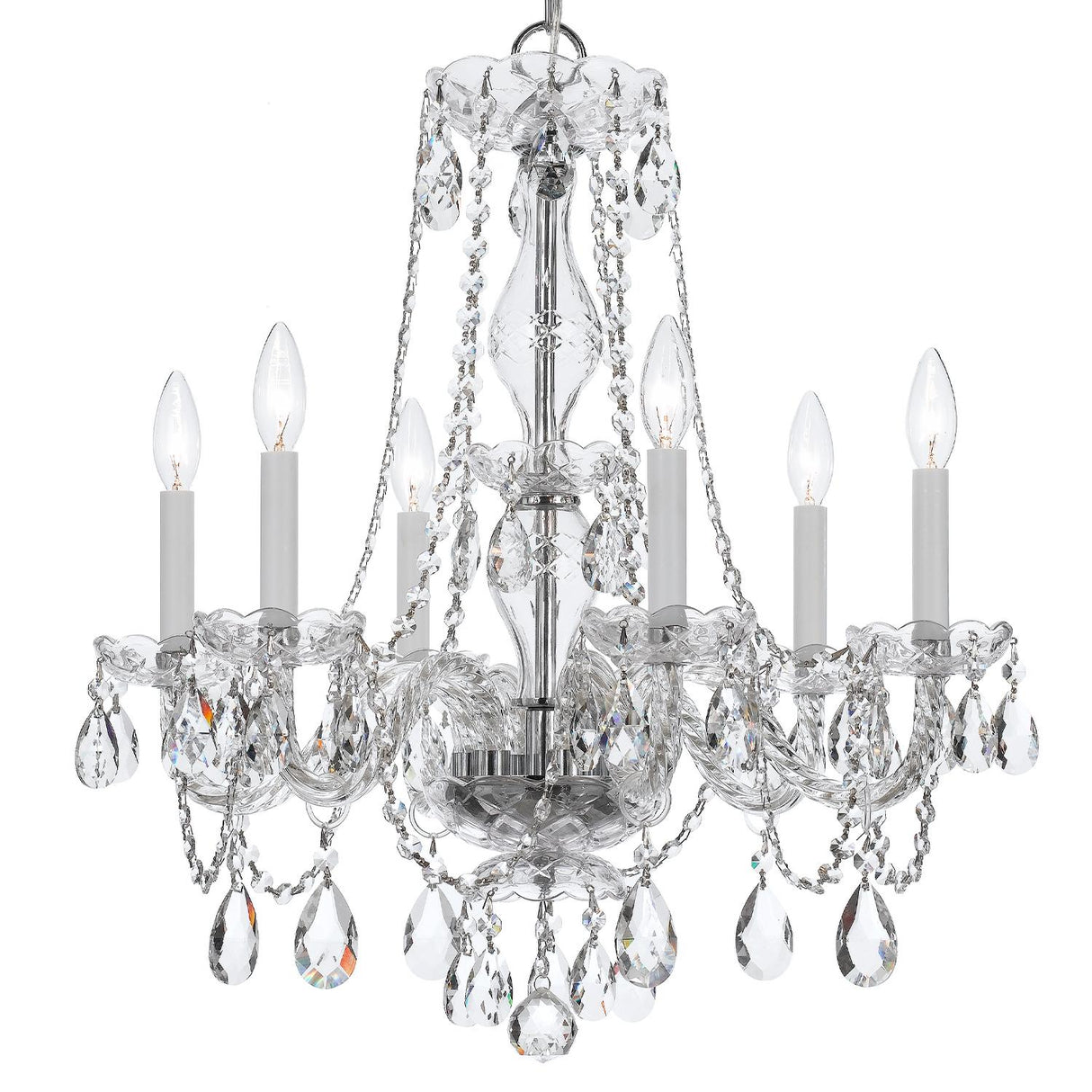 Crystorama Traditional Crystal 6 Light Crystal Polished Chrome Chandelier