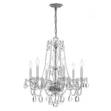 Crystorama Traditional Crystal 6 Light Clear Italian Crystal Polished Chrome Chandelier