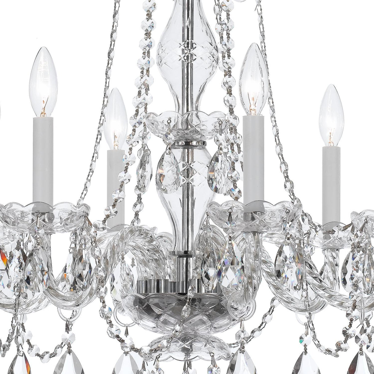 Crystorama Traditional Crystal 6 Light Clear Italian Crystal Polished Chrome Chandelier