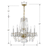 Crystorama Traditional Crystal 6 Light Clear Italian Crystal Polished Brass Chandelier
