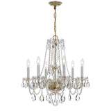 Crystorama Traditional Crystal 6 Light Clear Italian Crystal Polished Brass Chandelier