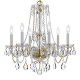 Crystorama Traditional Crystal 6 Light Clear Italian Crystal Polished Brass Chandelier