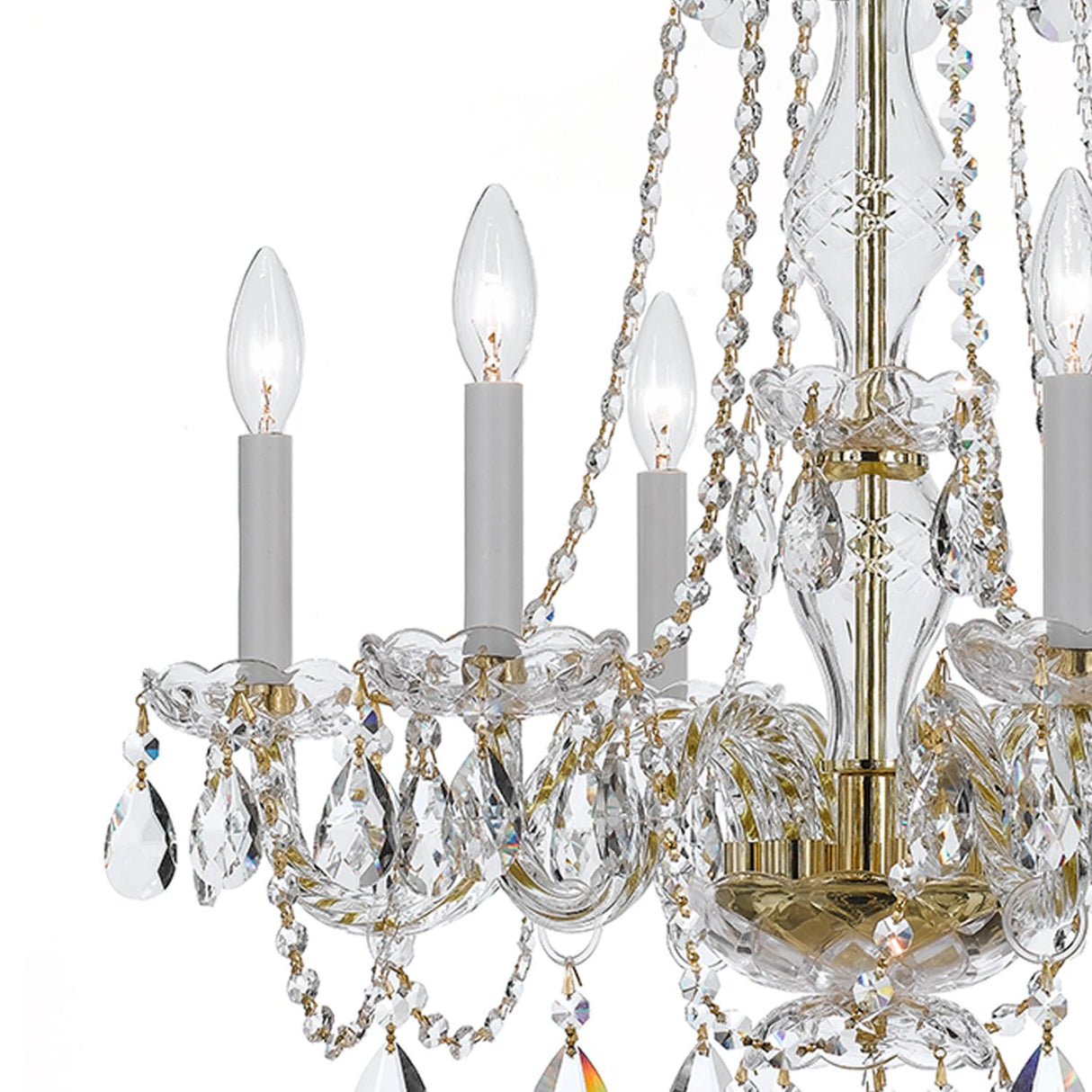 Crystorama Traditional Crystal 6 Light Clear Italian Crystal Polished Brass Chandelier