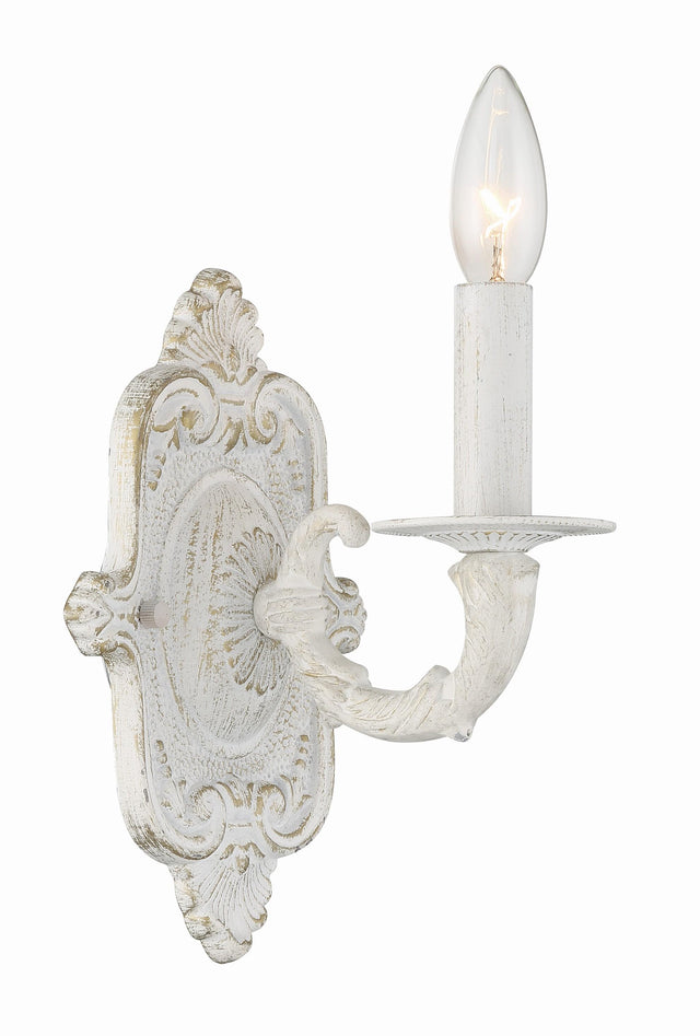 Crystorama Paris Market 1 Light Antique White Sconce