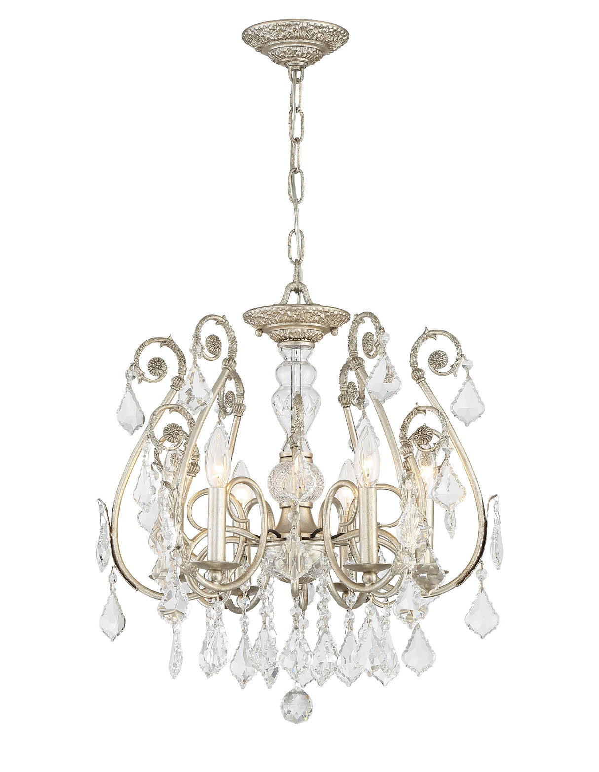 Crystorama Regis 6 Light Hand Cut Crystal Olde Silver Chandelier